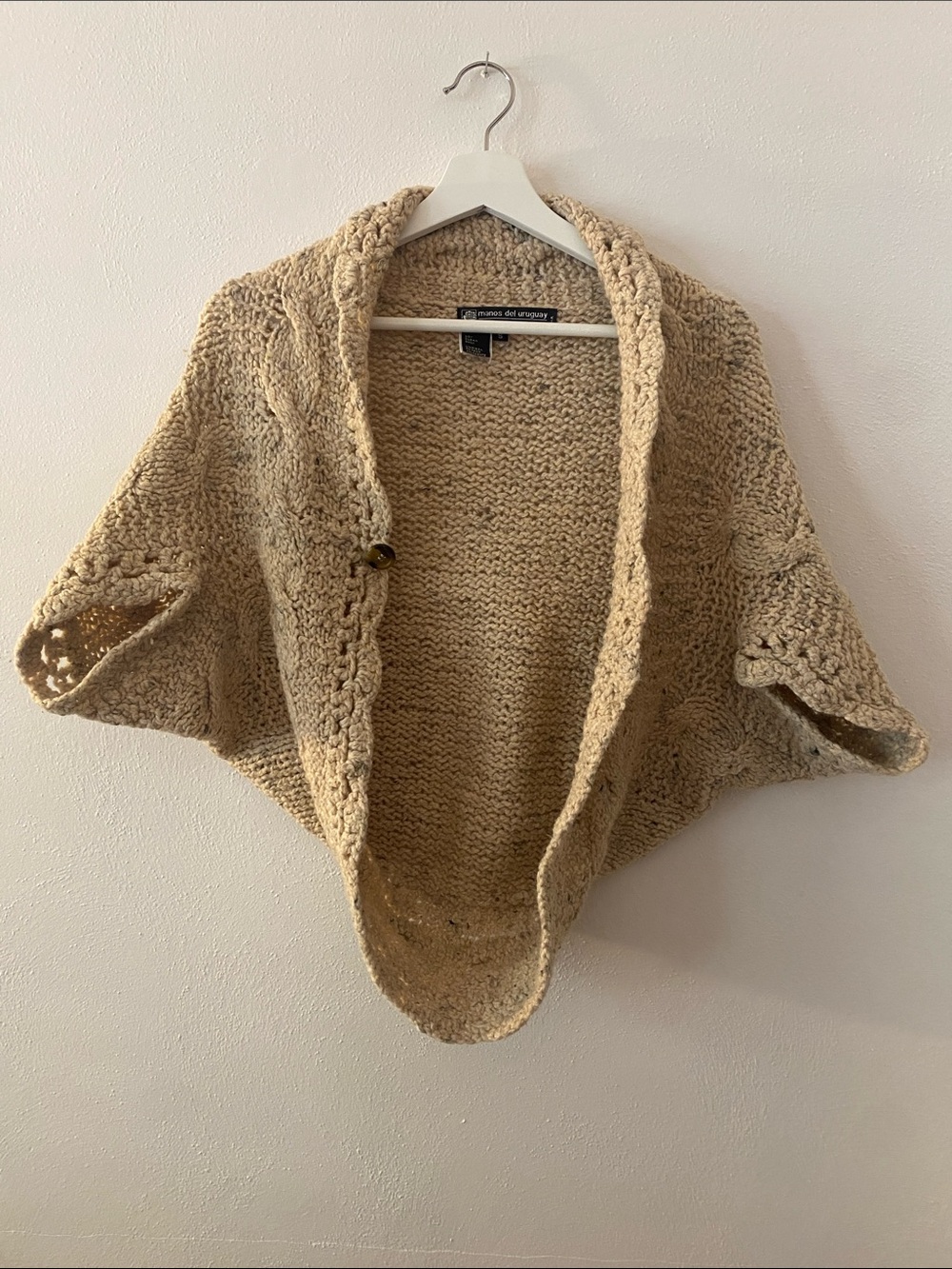 Cozy Chunky Knit Shawl Cardigan - Beige